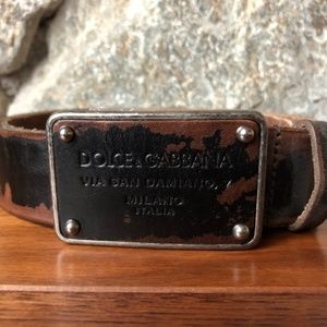 Dolce & Gabbana Brown Distressed Leather Belt